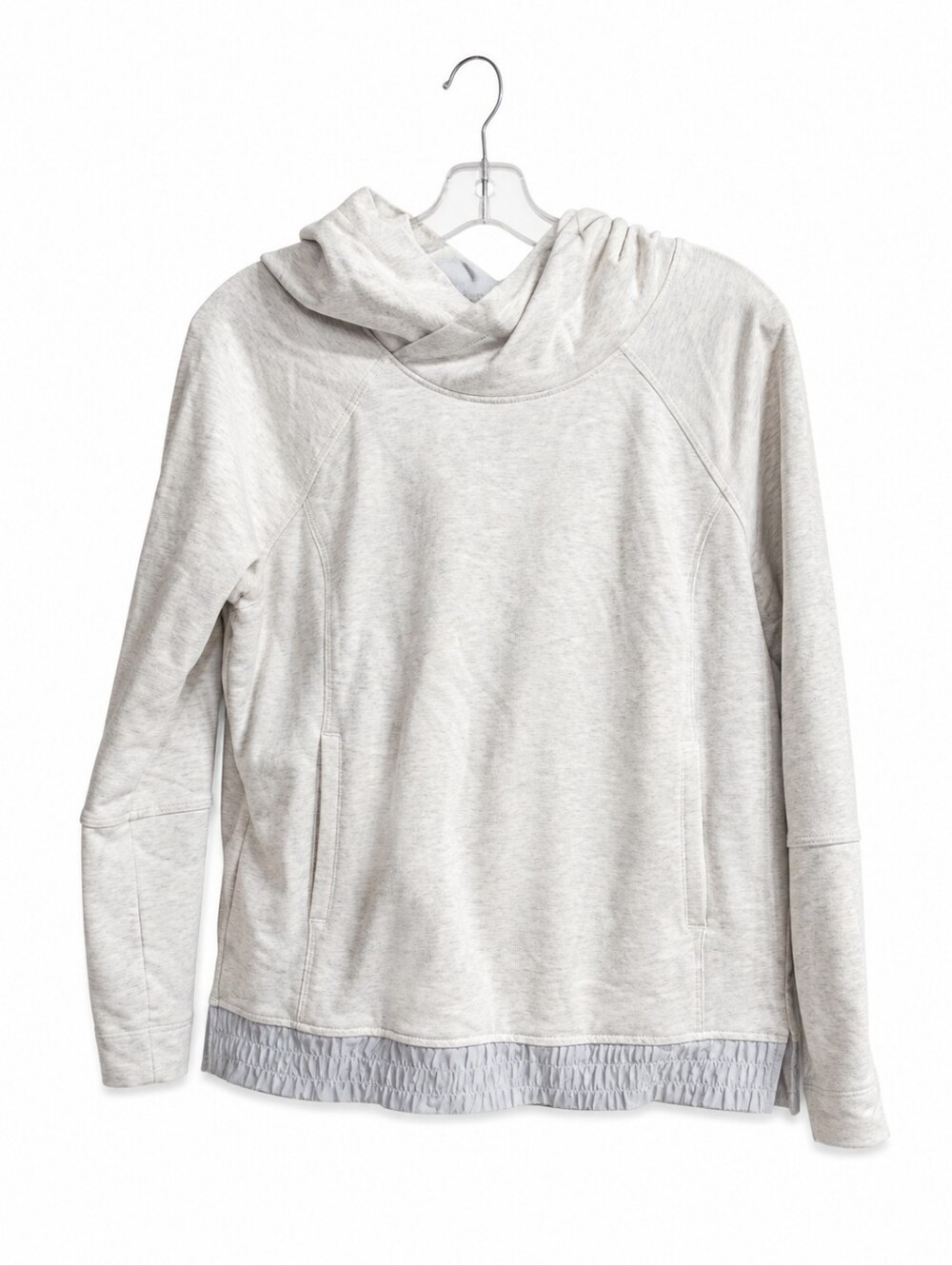 Lululemon Women's Cowl Neck Hoodie Size 8 Heather White Pullover Sweatshirt